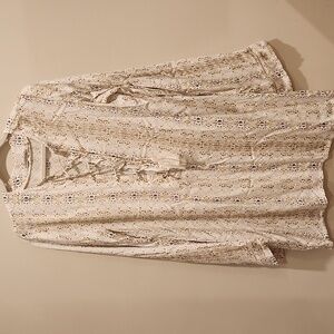 Faithfull the Brand Cream and Tan Patterned Tunic Mini Dress